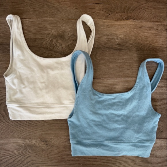 American Eagle Blue and White Cropped Tank Top Bundle - Picture 1 of 7